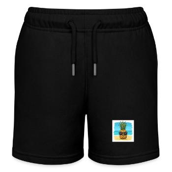 Ananas mit Sonnenbrille am Strand - Kinder Organic Joggingshorts Mini Bolter von Stanley/Stella - Schwarz - Vorne