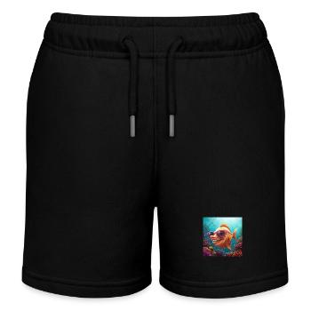 Flossen hoch! Lustiger Fisch mit Sonnenbrille - Kinder Organic Joggingshorts Mini Bolter von Stanley/Stella - Schwarz - Vorne