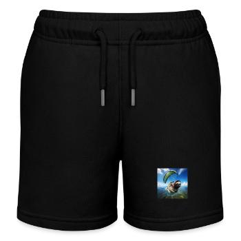 Faultier Wanderer Paragliding - Kinder Organic Joggingshorts Mini Bolter von Stanley/Stella - Schwarz - Vorne