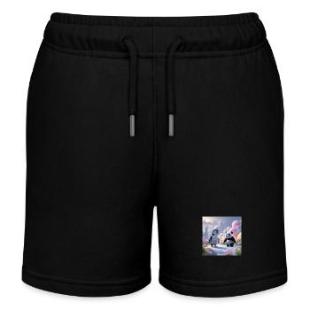 BÄR UND PINGUIN - Kinder Organic Joggingshorts Mini Bolter von Stanley/Stella - Schwarz - Vorne
