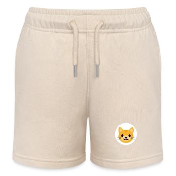 Cat Face White | ~NU relations | Vector - Kids Organic Sweat Shorts by Stanley/Stella - soft Ecru - Front