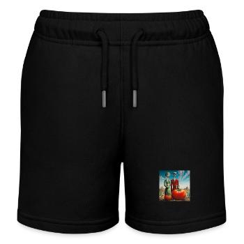 Tomato Farm Couple Tomato Landscape Surreal - Kids Organic Sweat Shorts by Stanley/Stella - black - Front