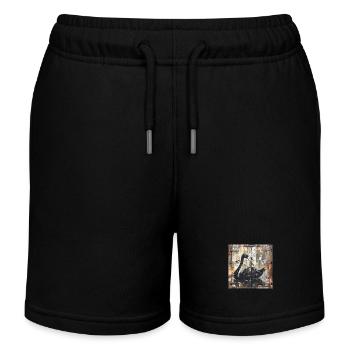Graffiti schwarzer Schwan Rost Metall Containertür - Kinder Organic Joggingshorts Mini Bolter von Stanley/Stella - Schwarz - Vorne