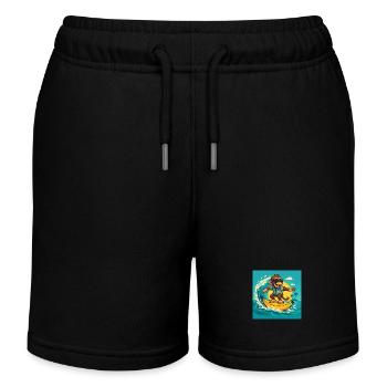 Singe Surfeur – Banana Vibes Tropicales - Short de jogging enfant bio Stanley/Stella - noir - Devant