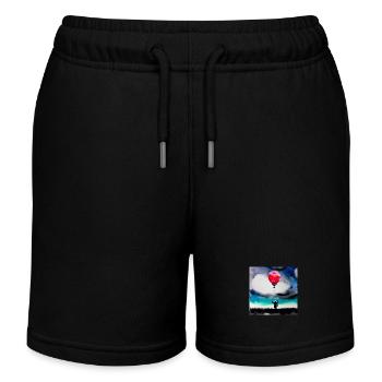 Astronaut in Feld an pinkem Ballon - Kinder Organic Joggingshorts Mini Bolter von Stanley/Stella - Schwarz - Vorne
