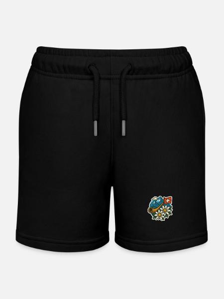 Tradition suisse - Short de jogging enfant bio Stanley/Stella - noir