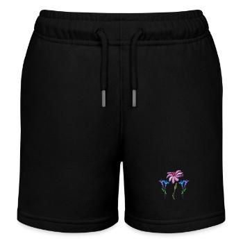 Blumen - Kinder Organic Joggingshorts Mini Bolter von Stanley/Stella - Schwarz - Vorne
