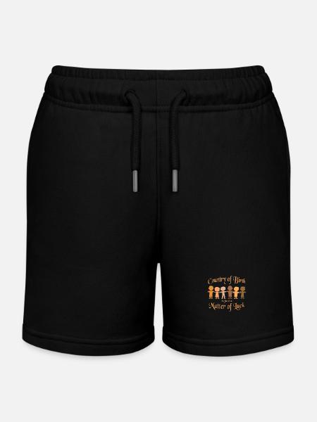 Country of Birth - Matter of Luck - Kids Organic Sweat Shorts by Stanley/Stella - black