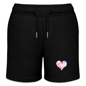 Aquarell-Herz in bunten Farben – Künstlerisches T- - Kinder Organic Joggingshorts Mini Bolter von Stanley/Stella - Schwarz - Vorne