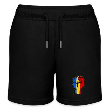Symbole de la main du poing du drapeau de la Roumanie - Short de jogging enfant bio Stanley/Stella - noir - Devant