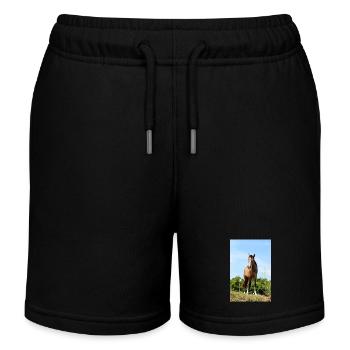horse - Kids Organic Sweat Shorts by Stanley/Stella - black - Front