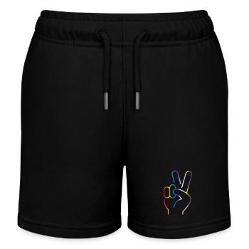 Friedenszeichen 2 Finger Fortschritt Stolz Flagge Farben - Kinder Organic Joggingshorts Mini Bolter von Stanley/Stella - Schwarz - Vorne