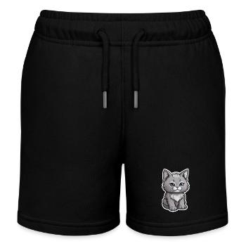 Design chaton mignon - Short de jogging enfant bio Stanley/Stella - noir - Devant