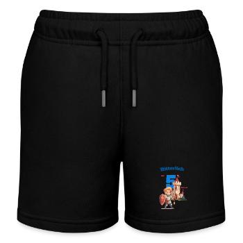 Ritterlich seit 5 Jahren - tolles Ritter Motiv - Kinder Organic Joggingshorts Mini Bolter von Stanley/Stella - Schwarz - Vorne