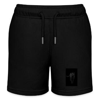 black cat kitten cat - Kids Organic Sweat Shorts by Stanley/Stella - black - Front