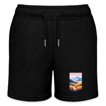 Panoramablick: Bergpfad ins Abendr - Kinder Organic Joggingshorts Mini Bolter von Stanley/Stella - Schwarz - Vorne