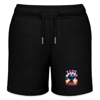 Cool bowling ball graphic t-shirt design - Kids Organic Sweat Shorts by Stanley/Stella - black - Front