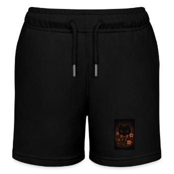 Black cat wit flowers - Kids Organic Sweat Shorts by Stanley/Stella - black - Front