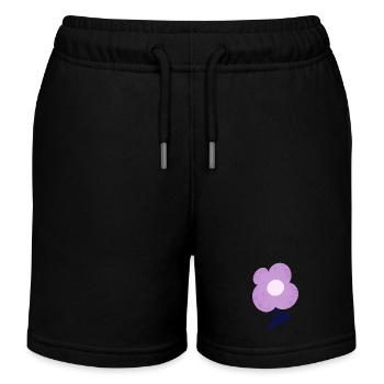 Fleur violette - Short de jogging enfant bio Stanley/Stella - noir - Devant