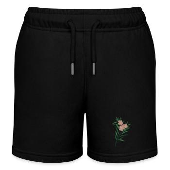 Rosa Zweig Oleander Blume - Kinder Organic Joggingshorts Mini Bolter von Stanley/Stella - Schwarz - Vorne