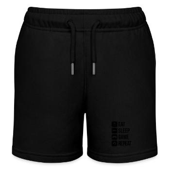 eat sleep game repeat - Kids Organic Sweat Shorts by Stanley/Stella - black - Front
