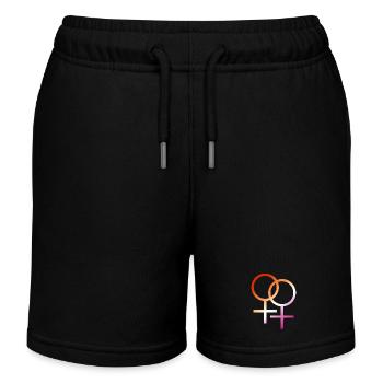 conception de t-shirt coloré symbole lesbienne lgbt - Short de jogging enfant bio Stanley/Stella - noir - Devant