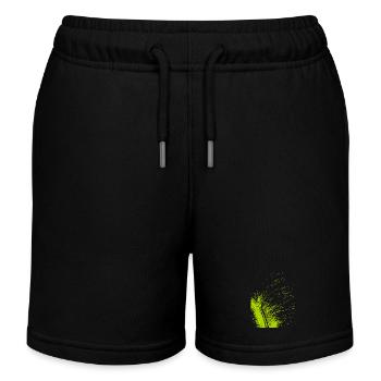 Abstract feather / line / green / pattern - Kids Organic Sweat Shorts by Stanley/Stella - black - Front