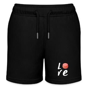 Love Erdbeer-Makron - Geschenk Küche - Kinder Organic Joggingshorts Mini Bolter von Stanley/Stella - Schwarz - Vorne