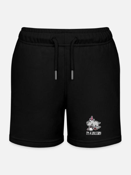 Ich bin ein Einhorn Nashorn lustige mollig BBW Plus Größe - Kinder Organic Joggingshorts Mini Bolter von Stanley/Stella - Schwarz