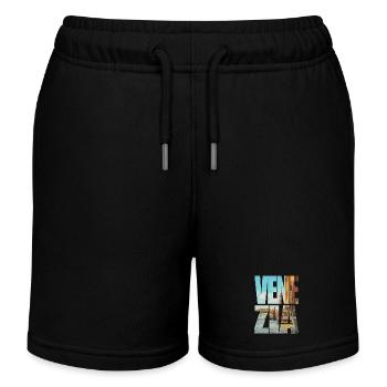 Venice Italy Illustration – Gondola and Canal Roma - Kids Organic Sweat Shorts by Stanley/Stella - black - Front