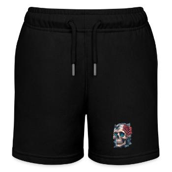 Totenkopf mit Rosen - Kinder Organic Joggingshorts Mini Bolter von Stanley/Stella - Schwarz - Vorne