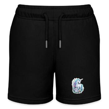Licorne dans le jardin fleuri - Short de jogging enfant bio Stanley/Stella - noir - Devant