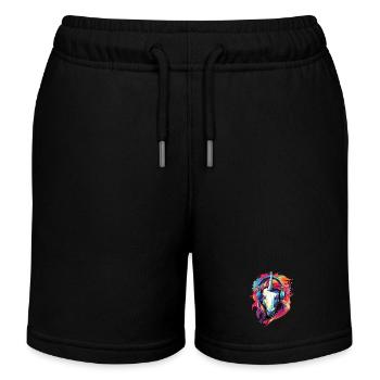 Einhorn mit Kopfhörer Musik Fabeltier Einhörner - Kinder Organic Joggingshorts Mini Bolter von Stanley/Stella - Schwarz - Vorne