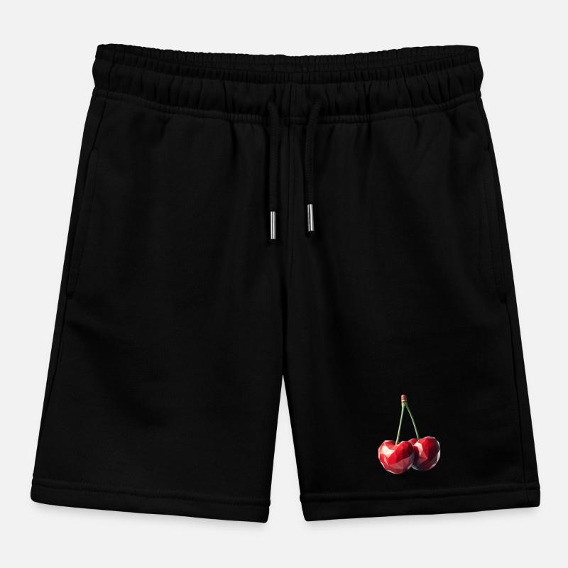Cherries in polygon style Kids Organic Sweat Shorts by Stanley/Stella