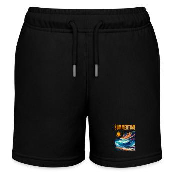 Summertime - beautiful summer design - Kids Organic Sweat Shorts by Stanley/Stella - black - Front