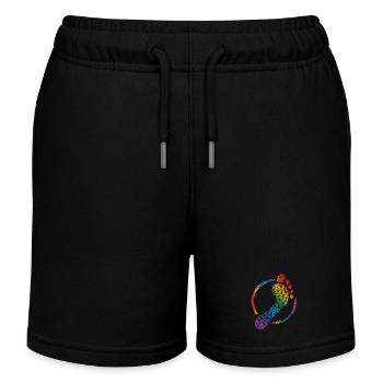 Regenbogen Fußabdruck rainbow footprint - Kinder Organic Joggingshorts Mini Bolter von Stanley/Stella - Schwarz - Vorne