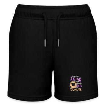 Donut- und Katzenliebhaber - Kinder Organic Joggingshorts Mini Bolter von Stanley/Stella - Schwarz - Vorne