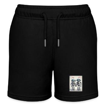 Roboter Pärchen - Kinder Organic Joggingshorts Mini Bolter von Stanley/Stella - Schwarz - Vorne