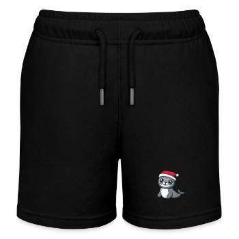 Seal Animal Christmas Christmas - Kids Organic Sweat Shorts by Stanley/Stella - black - Front