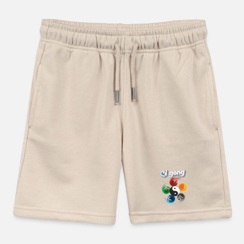 Yin Yang Five Elements Qi Gong Fever Design Kids Organic Sweat Shorts by Stanley/Stella