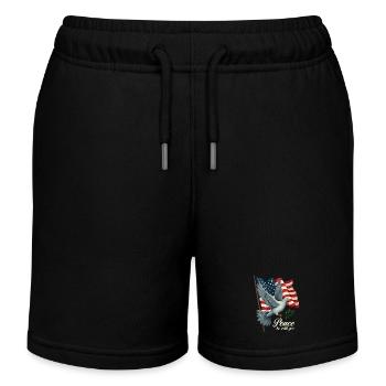 Friedenstaube mit Flagge - Kinder Organic Joggingshorts Mini Bolter von Stanley/Stella - Schwarz - Vorne