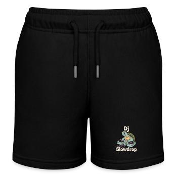 DJ Slowdrop Turtle at the DJ booth - Kids Organic Sweat Shorts by Stanley/Stella - black - Front