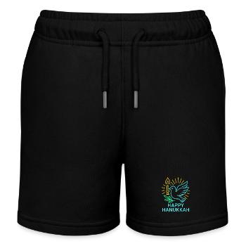 Frohes Chanukka Taube des Friedens Neon - Kinder Organic Joggingshorts Mini Bolter von Stanley/Stella - Schwarz - Vorne