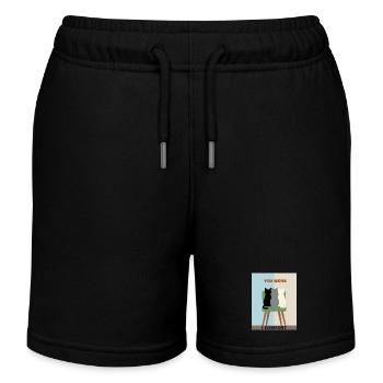 Cats in Chairs: Comfort over Work - Kids Organic Sweat Shorts by Stanley/Stella - black - Front