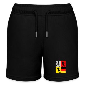 Fußball Deutschland Flaggenkunst Vierfelder - Kinder Organic Joggingshorts Mini Bolter von Stanley/Stella - Schwarz - Vorne
