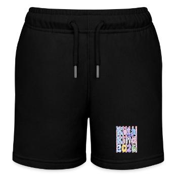 Kita Kind 2026 niedliches Patchwork Mädchen Design - Kinder Organic Joggingshorts Mini Bolter von Stanley/Stella - Schwarz - Vorne