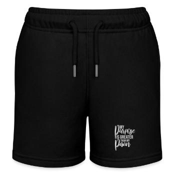 My Purpose Is Greater Than My Pain Meaning Quote Logo - Kids Organic Sweat Shorts by Stanley/Stella - black - Front