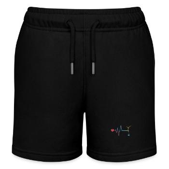 Wind Turbine Pulse Heartbeat Energy - Kids Organic Sweat Shorts by Stanley/Stella - black - Front