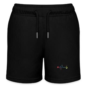 Planet Earth Pulse Heartbeat - Kids Organic Sweat Shorts by Stanley/Stella - black - Front