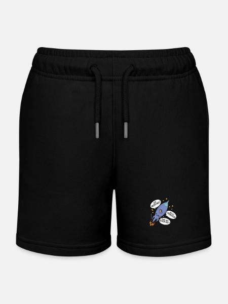 Astronaut in Rakete - Kinder Organic Joggingshorts Mini Bolter von Stanley/Stella - Schwarz